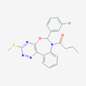 molecular formula C21H19BrN4O2S B307689 6-(3-Bromophenyl)-7-butyryl-3-(methylsulfanyl)-6,7-dihydro[1,2,4]triazino[5,6-d][3,1]benzoxazepine 