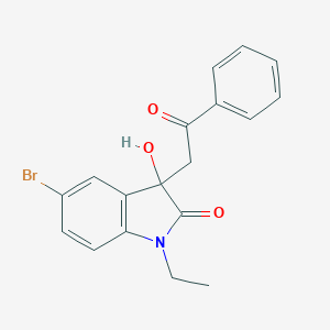 molecular formula C18H16BrNO3 B307691 5-bromo-1-ethyl-3-hydroxy-3-(2-oxo-2-phenylethyl)-1,3-dihydro-2H-indol-2-one 