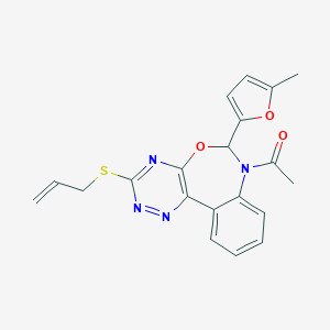 molecular formula C20H18N4O3S B307704 7-Acetyl-3-(allylsulfanyl)-6-(5-methyl-2-furyl)-6,7-dihydro[1,2,4]triazino[5,6-d][3,1]benzoxazepine 