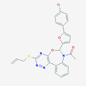 molecular formula C25H19BrN4O3S B307707 7-Acetyl-3-(allylsulfanyl)-6-[5-(4-bromophenyl)-2-furyl]-6,7-dihydro[1,2,4]triazino[5,6-d][3,1]benzoxazepine 