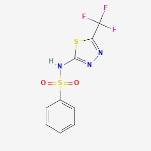 molecular formula C9H6F3N3O2S2 B3077077 N-[5-(trifluoromethyl)-1,3,4-thiadiazol-2-yl]benzenesulfonamide CAS No. 10444-90-3