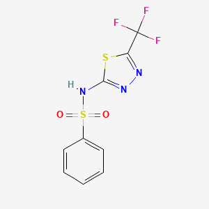 molecular formula C9H6F3N3O2S2 B3077077 N-[5-(三氟甲基)-1,3,4-噻二唑-2-基]苯磺酰胺 CAS No. 10444-90-3