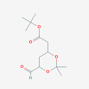 molecular formula C13H22O5 B3077090 1,1-二甲基乙基 6-甲酰基-2,2-二甲基-1,3-二氧六环-4-乙酸酯 CAS No. 1044518-75-3