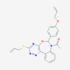 molecular formula C24H22N4O3S B307710 7-Acetyl-6-[4-(allyloxy)phenyl]-3-(allylthio)-6,7-dihydro[1,2,4]triazino[5,6-d][3,1]benzoxazepine 