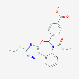 molecular formula C22H20N4O4S B307712 4-[3-(Ethylsulfanyl)-7-propanoyl-6,7-dihydro[1,2,4]triazino[5,6-d][3,1]benzoxazepin-6-yl]benzoic acid 