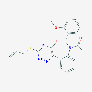 molecular formula C22H20N4O3S B307715 7-Acetyl-3-(allylsulfanyl)-6-(2-methoxyphenyl)-6,7-dihydro[1,2,4]triazino[5,6-d][3,1]benzoxazepine 