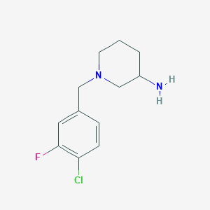 molecular formula C12H16ClFN2 B3077163 1-[(4-Chloro-3-fluorophenyl)methyl]piperidin-3-amine CAS No. 1044767-45-4