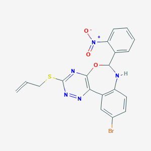 molecular formula C19H14BrN5O3S B307717 3-(Allylsulfanyl)-10-bromo-6-{2-nitrophenyl}-6,7-dihydro[1,2,4]triazino[5,6-d][3,1]benzoxazepine 