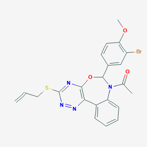 molecular formula C22H19BrN4O3S B307719 7-Acetyl-3-(allylthio)-6-(3-bromo-4-methoxyphenyl)-6,7-dihydro[1,2,4]triazino[5,6-d][3,1]benzoxazepine 