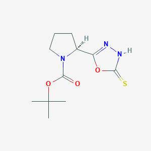 molecular formula C11H17N3O3S B3077285 tert-butyl (2S)-2-(5-sulfanyl-1,3,4-oxadiazol-2-yl)pyrrolidine-1-carboxylate CAS No. 1046079-26-8