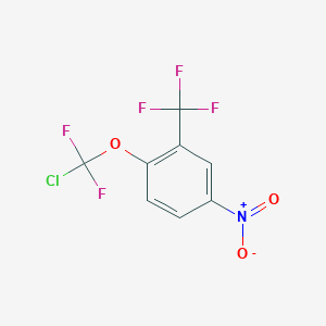 molecular formula C8H3ClF5NO3 B3077328 1-[Chloro(difluoro)methoxy]-4-nitro-2-(trifluoromethyl)benzene CAS No. 104678-89-9
