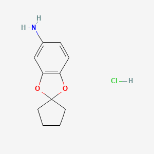 molecular formula C11H14ClNO2 B3077357 5-Aminospiro[1,3-benzodioxole-2,1'-cyclopentane] hydrochloride CAS No. 1047620-37-0