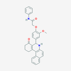 molecular formula C32H28N2O4 B307740 2-[2-methoxy-4-(4-oxo-1,2,3,4,5,6-hexahydrobenzo[a]phenanthridin-5-yl)phenoxy]-N-phenylacetamide 