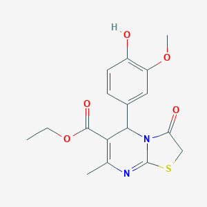 molecular formula C17H18N2O5S B307743 ethyl 5-(4-hydroxy-3-methoxyphenyl)-7-methyl-3-oxo-2,3-dihydro-5H-[1,3]thiazolo[3,2-a]pyrimidine-6-carboxylate 