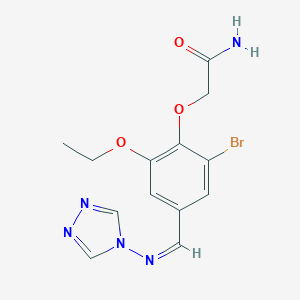 molecular formula C13H14BrN5O3 B307747 2-{2-bromo-6-ethoxy-4-[(4H-1,2,4-triazol-4-ylimino)methyl]phenoxy}acetamide 