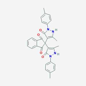 molecular formula C31H26N4O4 B307756 2-[5-hydroxy-3-methyl-1-(4-methylphenyl)-1H-pyrazol-4-yl]-2-[5-methyl-2-(4-methylphenyl)-3-oxo-2,3-dihydro-1H-pyrazol-4-yl]-1H-indene-1,3(2H)-dione 