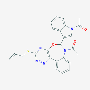 molecular formula C25H21N5O3S B307758 7-acetyl-6-(1-acetyl-1H-indol-3-yl)-3-(allylsulfanyl)-6,7-dihydro[1,2,4]triazino[5,6-d][3,1]benzoxazepine 