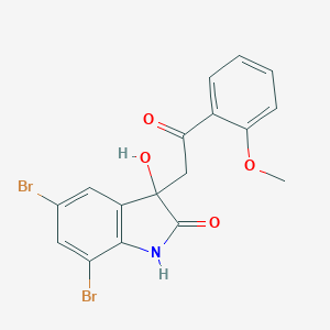 molecular formula C17H13Br2NO4 B307763 5,7-dibromo-3-hydroxy-3-[2-(2-methoxyphenyl)-2-oxoethyl]-1,3-dihydro-2H-indol-2-one 