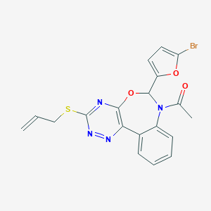 molecular formula C19H15BrN4O3S B307767 7-Acetyl-3-(allylsulfanyl)-6-(5-bromo-2-furyl)-6,7-dihydro[1,2,4]triazino[5,6-d][3,1]benzoxazepine 