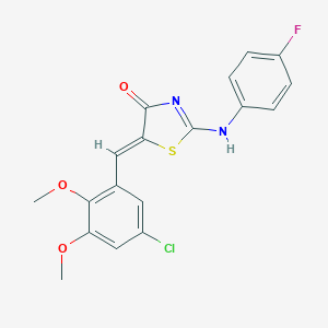 molecular formula C18H14ClFN2O3S B307778 (5Z)-5-[(5-chloro-2,3-dimethoxyphenyl)methylidene]-2-(4-fluoroanilino)-1,3-thiazol-4-one 