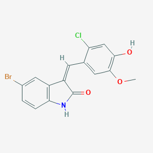 molecular formula C16H11BrClNO3 B307779 (3Z)-5-bromo-3-(2-chloro-4-hydroxy-5-methoxybenzylidene)-1,3-dihydro-2H-indol-2-one 