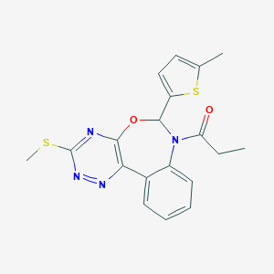 molecular formula C19H18N4O2S2 B307790 3-(Methylsulfanyl)-6-(5-methyl-2-thienyl)-7-propionyl-6,7-dihydro[1,2,4]triazino[5,6-d][3,1]benzoxazepine 