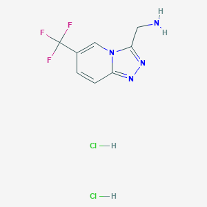 molecular formula C8H9Cl2F3N4 B3077925 [6-(三氟甲基)[1,2,4]三唑并[4,3-a]吡啶-3-基]甲胺二盐酸盐 CAS No. 1049717-07-8