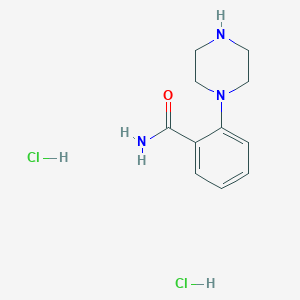 molecular formula C11H17Cl2N3O B3077944 二盐酸盐 2-(哌嗪-1-基)苯甲酰胺 CAS No. 1049728-35-9