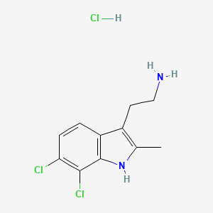 molecular formula C11H13Cl3N2 B3077996 2-(6,7-dichloro-2-methyl-1H-indol-3-yl)ethanamine hydrochloride CAS No. 1049736-67-5