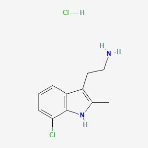 molecular formula C11H14Cl2N2 B3078001 2-(7-chloro-2-methyl-1H-indol-3-yl)ethanamine hydrochloride CAS No. 1049737-17-8