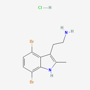 molecular formula C11H13Br2ClN2 B3078013 2-(4,7-Dibromo-2-methyl-1H-indol-3-YL)ethanamine hydrochloride CAS No. 1049738-68-2
