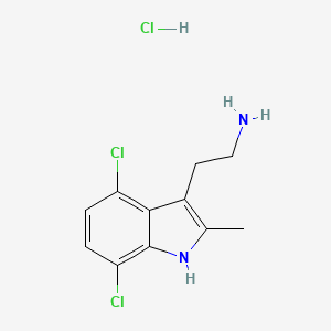 molecular formula C11H13Cl3N2 B3078030 2-(4,7-dichloro-2-methyl-1H-indol-3-yl)ethanamine hydrochloride CAS No. 1049739-06-1