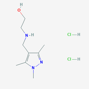 molecular formula C9H19Cl2N3O B3078090 2-{[(1,3,5-Trimethyl-1H-pyrazol-4-YL)methyl]amino}ethanol dihydrochloride CAS No. 1049752-56-8