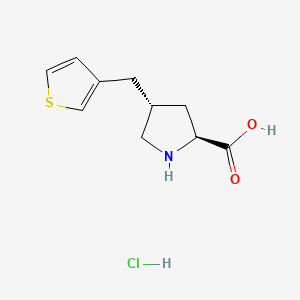 molecular formula C10H14ClNO2S B3078094 (2S,4R)-4-(thiophen-3-ylmethyl)pyrrolidine-2-carboxylic acid hydrochloride CAS No. 1049753-50-5