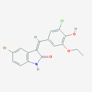 molecular formula C17H13BrClNO3 B307810 5-bromo-3-(3-chloro-5-ethoxy-4-hydroxybenzylidene)-1,3-dihydro-2H-indol-2-one 