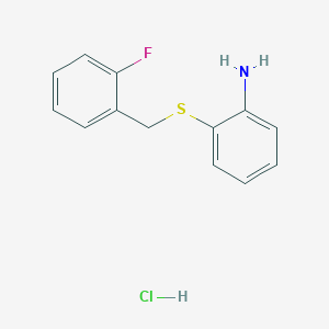 molecular formula C13H13ClFNS B3078110 {2-[(2-Fluorobenzyl)thio]phenyl}amine hydrochloride CAS No. 1049757-19-8