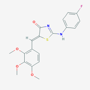 molecular formula C19H17FN2O4S B307814 (5Z)-2-(4-fluoroanilino)-5-[(2,3,4-trimethoxyphenyl)methylidene]-1,3-thiazol-4-one 