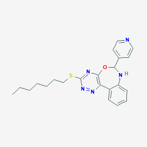 molecular formula C22H25N5OS B307815 3-(Heptylthio)-6-pyridin-4-yl-6,7-dihydro[1,2,4]triazino[5,6-d][3,1]benzoxazepine 