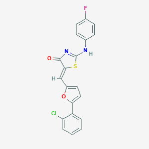molecular formula C20H12ClFN2O2S B307816 (5Z)-5-[[5-(2-chlorophenyl)furan-2-yl]methylidene]-2-(4-fluoroanilino)-1,3-thiazol-4-one 