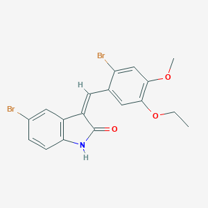 molecular formula C18H15Br2NO3 B307817 (3Z)-5-bromo-3-(2-bromo-5-ethoxy-4-methoxybenzylidene)-1,3-dihydro-2H-indol-2-one 