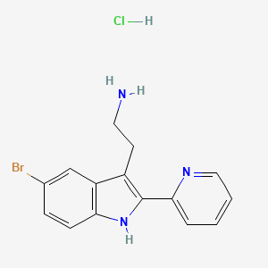 molecular formula C15H15BrClN3 B3078172 2-(5-Bromo-2-(pyridin-2-yl)-1H-indol-3-yl)ethanamine hydrochloride CAS No. 1049783-45-0