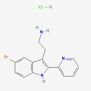 molecular formula C15H15BrClN3 B3078172 盐酸2-(5-溴-2-(吡啶-2-基)-1H-吲哚-3-基)乙胺 CAS No. 1049783-45-0