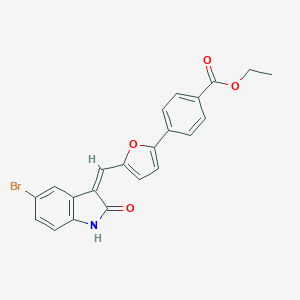 molecular formula C22H16BrNO4 B307820 ethyl 4-{5-[(5-bromo-2-oxo-1,2-dihydro-3H-indol-3-ylidene)methyl]-2-furyl}benzoate 