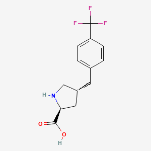 molecular formula C13H14F3NO2 B3078216 (2S,4R)-4-(4-(Trifluoromethyl)benzyl)pyrrolidine-2-carboxylic acid CAS No. 1049981-68-1