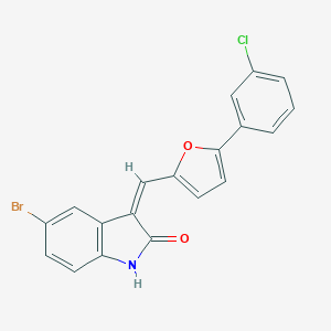 molecular formula C19H11BrClNO2 B307822 5-bromo-3-{[5-(3-chlorophenyl)-2-furyl]methylene}-1,3-dihydro-2H-indol-2-one 