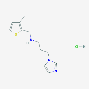 molecular formula C12H18ClN3S B3078325 [3-(1H-Imidazol-1-yl)propyl][(3-methylthiophen-2-yl)methyl]amine hydrochloride CAS No. 1050483-90-3