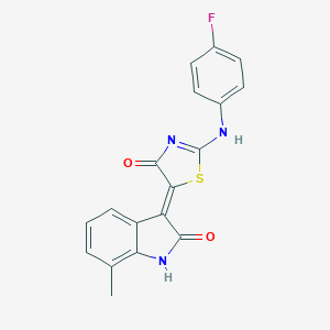 molecular formula C18H12FN3O2S B307833 (5Z)-2-(4-fluoroanilino)-5-(7-methyl-2-oxo-1H-indol-3-ylidene)-1,3-thiazol-4-one 