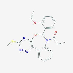 molecular formula C22H22N4O3S B307835 6-(2-Ethoxyphenyl)-3-(methylsulfanyl)-7-propionyl-6,7-dihydro[1,2,4]triazino[5,6-d][3,1]benzoxazepine 