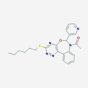 molecular formula C23H25N5O2S B307836 7-Acetyl-3-(hexylsulfanyl)-6-(3-pyridinyl)-6,7-dihydro[1,2,4]triazino[5,6-d][3,1]benzoxazepine 