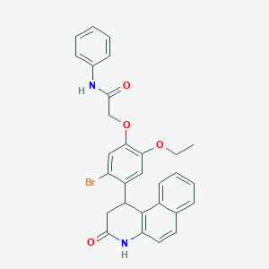 molecular formula C29H25BrN2O4 B307838 2-[5-bromo-2-ethoxy-4-(3-oxo-1,2,3,4-tetrahydrobenzo[f]quinolin-1-yl)phenoxy]-N-phenylacetamide 